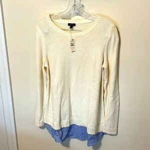 Talbots Women’s Layered Look Crew Neck Sweater / Size XLP / Brand NWT / Cream